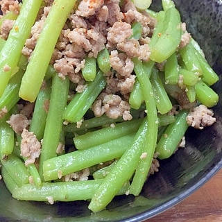 山菜^ ^ミズと豚ひき肉炒め♪